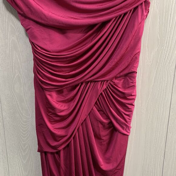 Tadashi Shoji Rose Fuschia Ruched Draped Dress Medium NWT - Picture 5 of 9